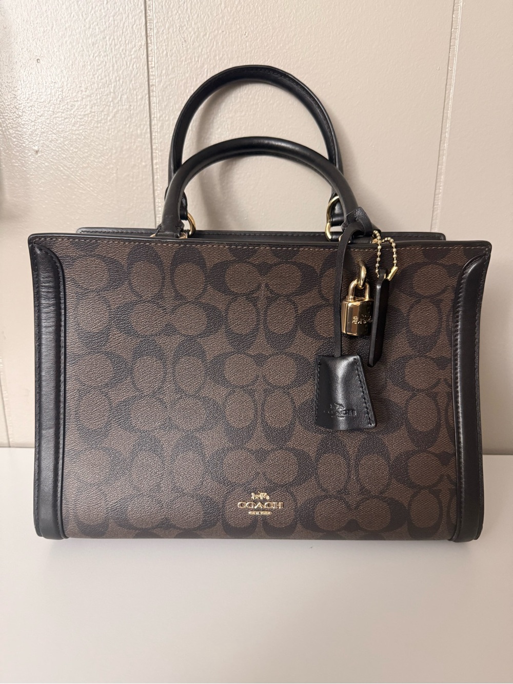 Coach Edie Shoulder Bag Satchel Brown & Black